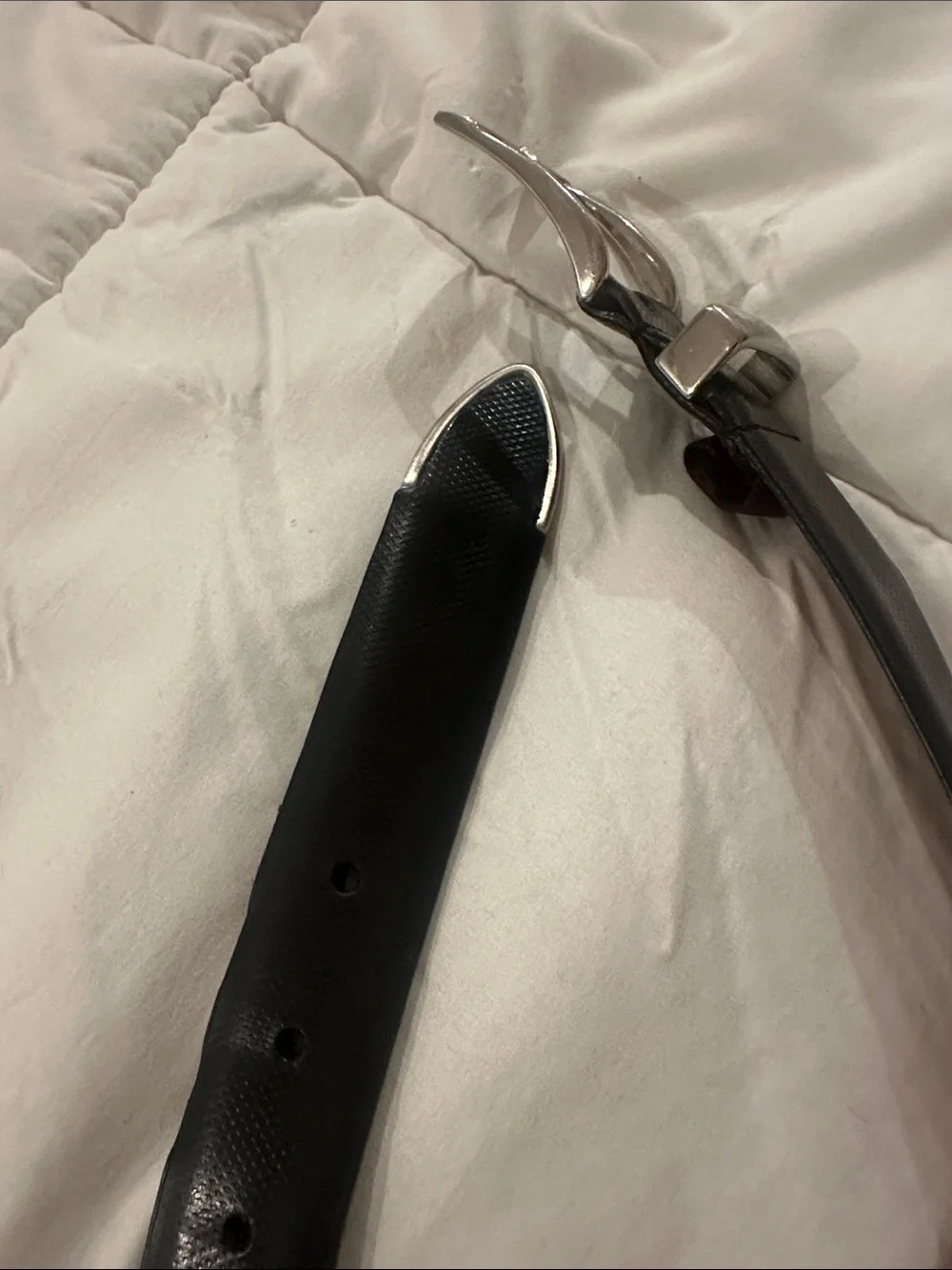 Classic Black Leather Belt with Silver Buckle